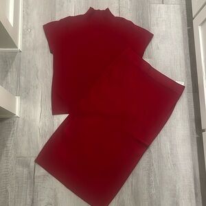 Cable & Gauge Sweater Pencil Skirt Set. Red Size Large. NEW